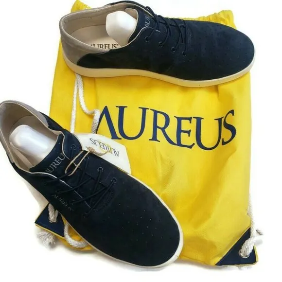 AUREUS Maximus Leather Low Top Athletic Casual Shoes Sneakers Blue Gray Mens 13