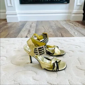 AUTHENTIC Dolce &amp; Gabbana RHINESTONE Leather Heels