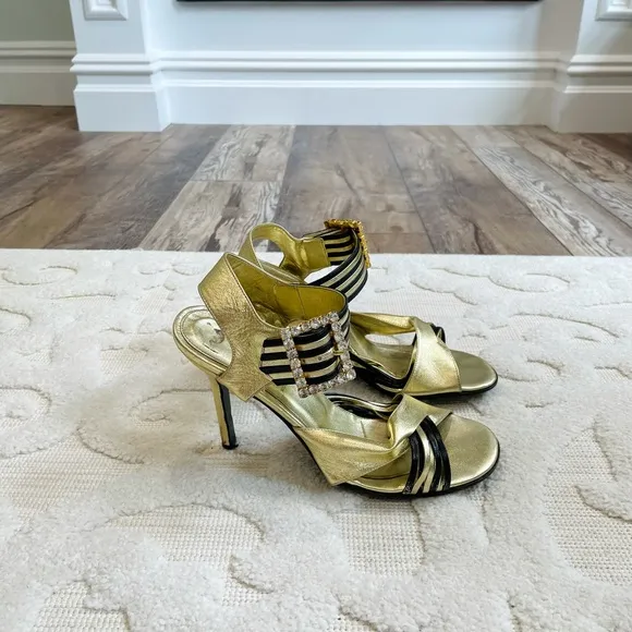 AUTHENTIC Dolce &amp; Gabbana RHINESTONE Leather Heels