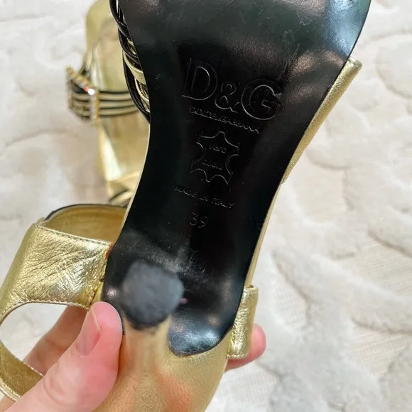 AUTHENTIC Dolce &amp; Gabbana RHINESTONE Leather Heels