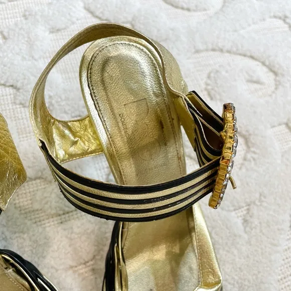 AUTHENTIC Dolce &amp; Gabbana RHINESTONE Leather Heels