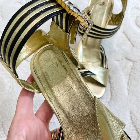 AUTHENTIC Dolce &amp; Gabbana RHINESTONE Leather Heels