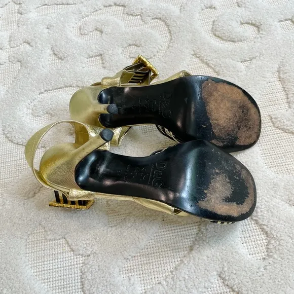 AUTHENTIC Dolce &amp; Gabbana RHINESTONE Leather Heels