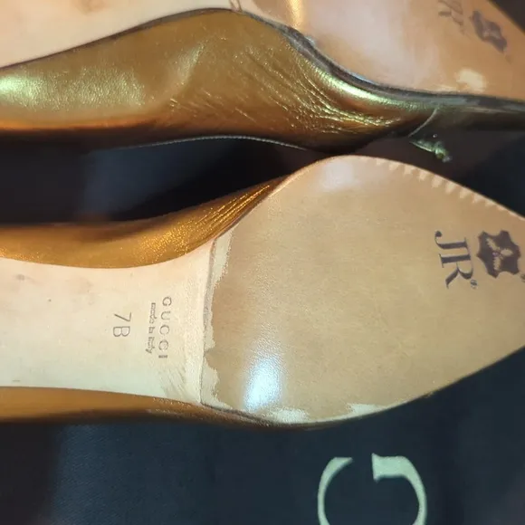 Authentic Vintage Gucci Gold Bow Women's Heels Size 7B