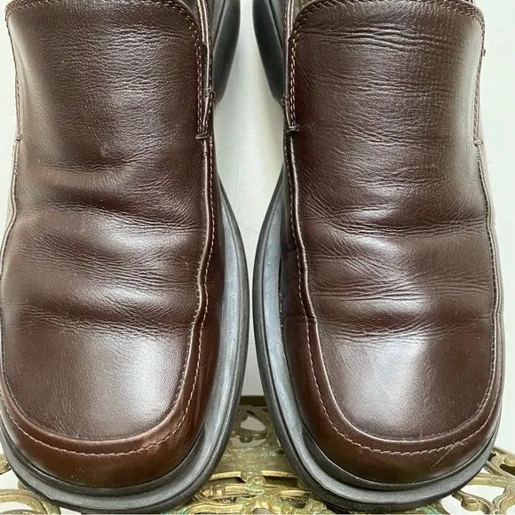 Bacco Bucci Brown Leather Chunky Platform Loafers Made In Italy size 10