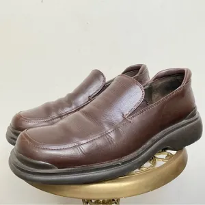 Bacco Bucci Brown Leather Chunky Platform Loafers Made In Italy size 10