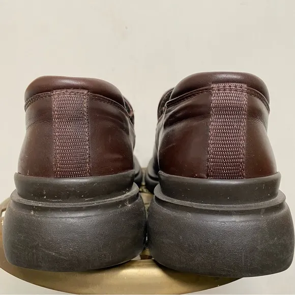 Bacco Bucci Brown Leather Chunky Platform Loafers Made In Italy size 10