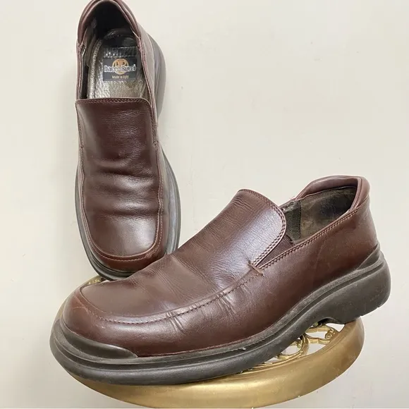 Bacco Bucci Brown Leather Chunky Platform Loafers Made In Italy size 10