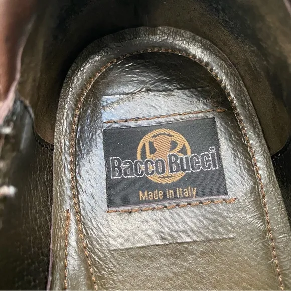 Bacco Bucci Brown Leather Chunky Platform Loafers Made In Italy size 10