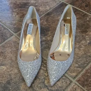 Badgley Mischka Silver Glitter Women's Heels