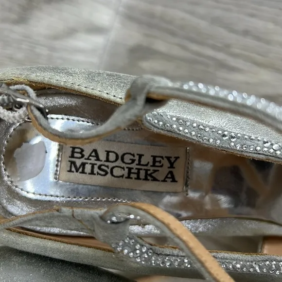 Badgley Mischka Silver Suede Heels