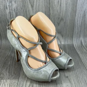 Badgley Mischka Silver Suede Heels
