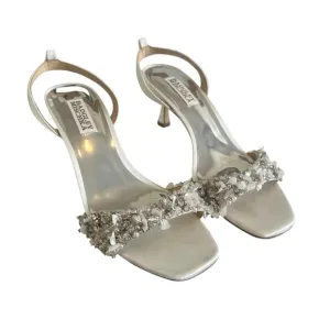 Badgley Mischka Telissa Womens Shoes Size 7 Silver Embellished Ankle Strap Heels