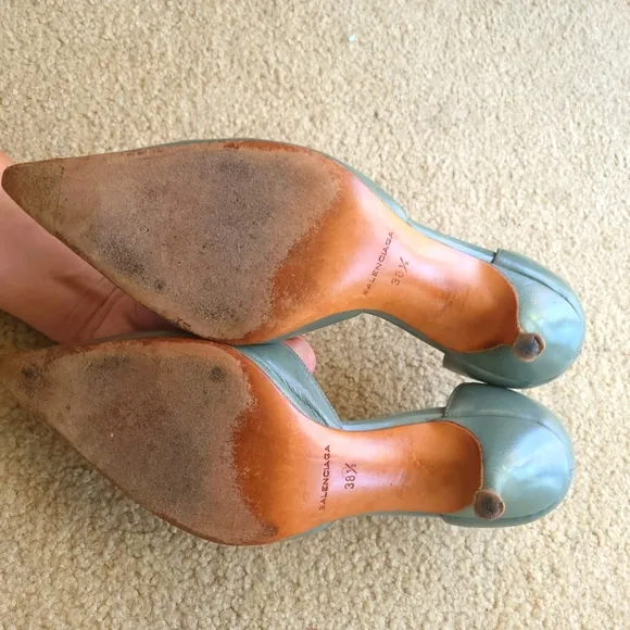 Balenciaga Elegant Green leather high Women's Heels