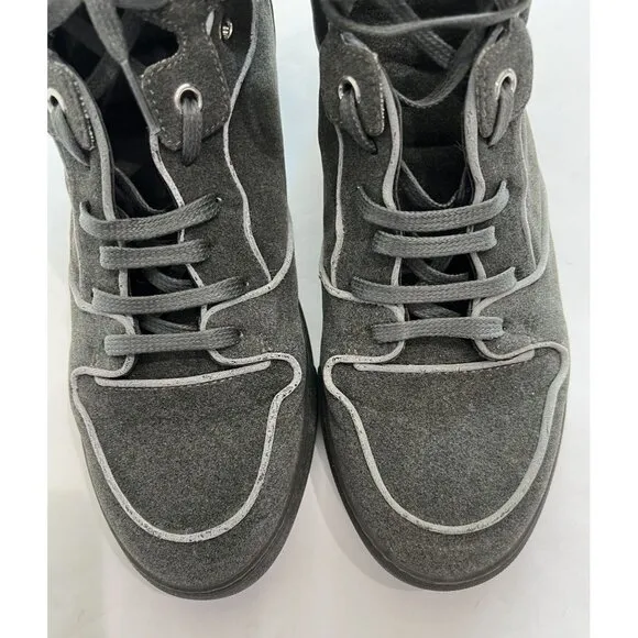 Balenciaga Flocked Goatskin High-Top Sneakers in Gris Elephant