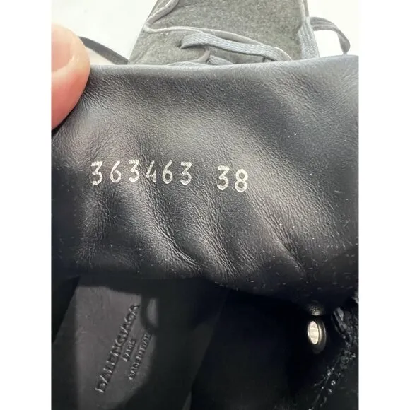 Balenciaga Flocked Goatskin High-Top Sneakers in Gris Elephant