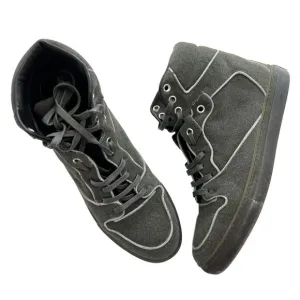 Balenciaga Flocked Goatskin High-Top Sneakers in Gris Elephant