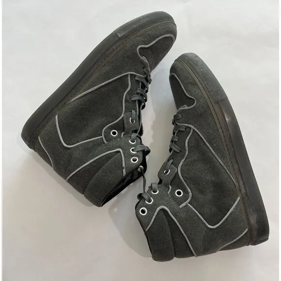 Balenciaga Flocked Goatskin High-Top Sneakers in Gris Elephant