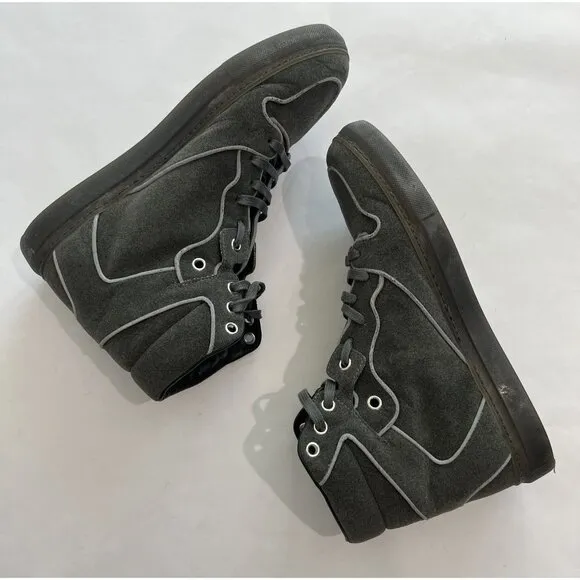 Balenciaga Flocked Goatskin High-Top Sneakers in Gris Elephant