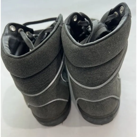 Balenciaga Flocked Goatskin High-Top Sneakers in Gris Elephant