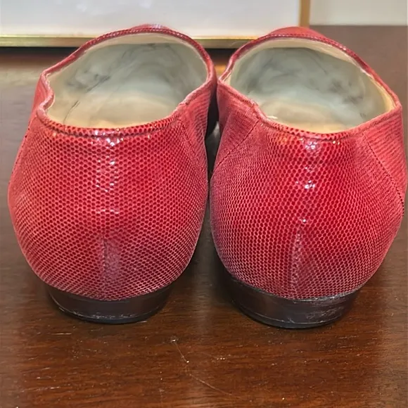 Bally Isabel Ballet Flats Leather Shoes Slip On Red Shiny women’s Size 9 1/2