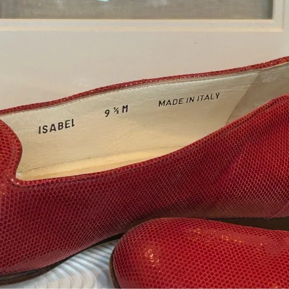 Bally Isabel Ballet Flats Leather Shoes Slip On Red Shiny women’s Size 9 1/2