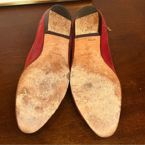 Bally Isabel Ballet Flats Leather Shoes Slip On Red Shiny women’s Size 9 1/2