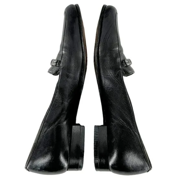 BALLY Talbala Black Leather Low Heel Loafers Size 4.5 M Shoes Career Office