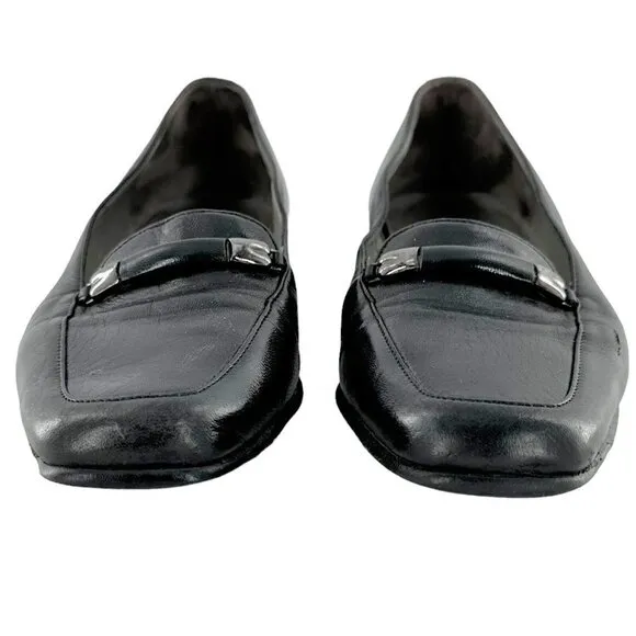 BALLY Talbala Black Leather Low Heel Loafers Size 4.5 M Shoes Career Office
