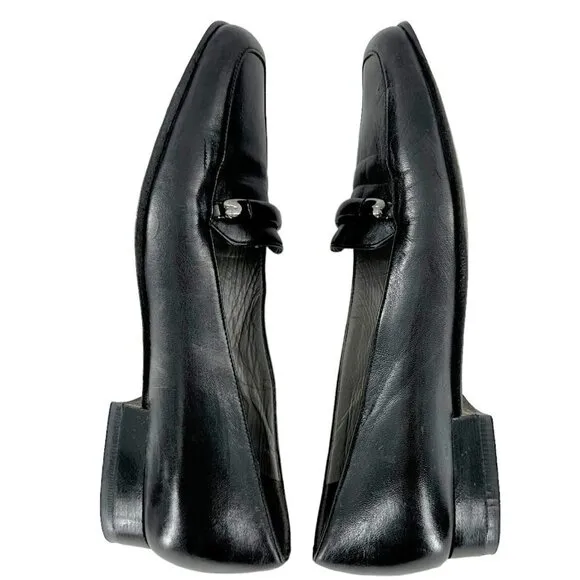 BALLY Talbala Black Leather Low Heel Loafers Size 4.5 M Shoes Career Office