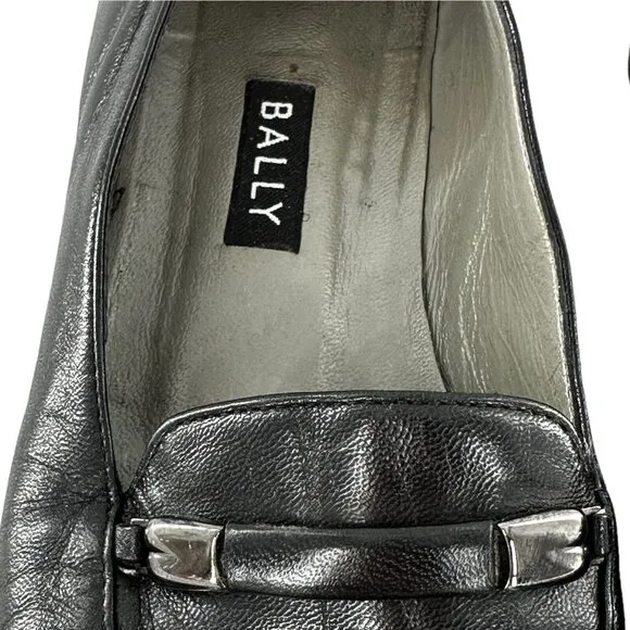 BALLY Talbala Black Leather Low Heel Loafers Size 4.5 M Shoes Career Office