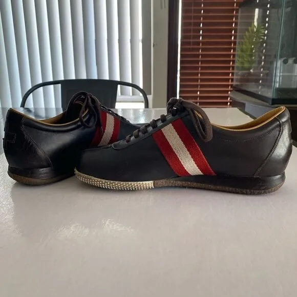 BALLY Unisex Leather Sneakers with Leather Lining Size 6 1/2 Men or 8 Women