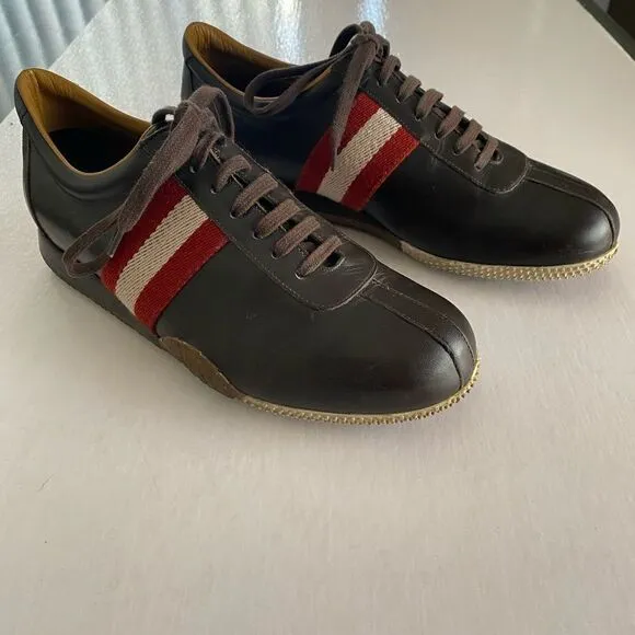 BALLY Unisex Leather Sneakers with Leather Lining Size 6 1/2 Men or 8 Women
