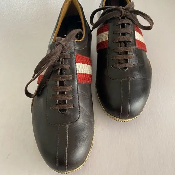 BALLY Unisex Leather Sneakers with Leather Lining Size 6 1/2 Men or 8 Women