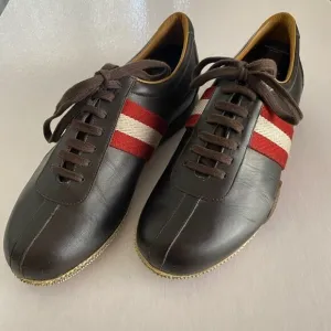 BALLY Unisex Leather Sneakers with Leather Lining Size 6 1/2 Men or 8 Women