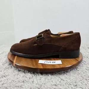 Bally Wales Brown Suede Medallion Monk Strap Loafer Dress Shoes Mens 10.5 EEE