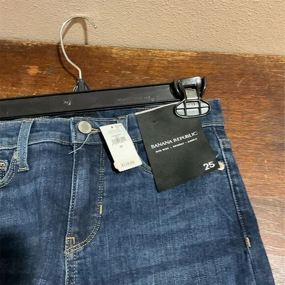 Banana Republic Women's Skinny Jeans Dark Wash Blue Size 25 Denim Zip Fl…​