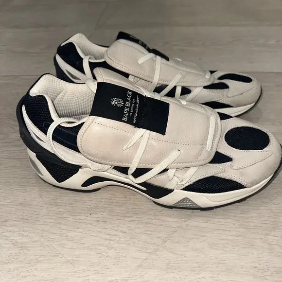 Bape Black X Reebok Aztreck Black and White Sneakers