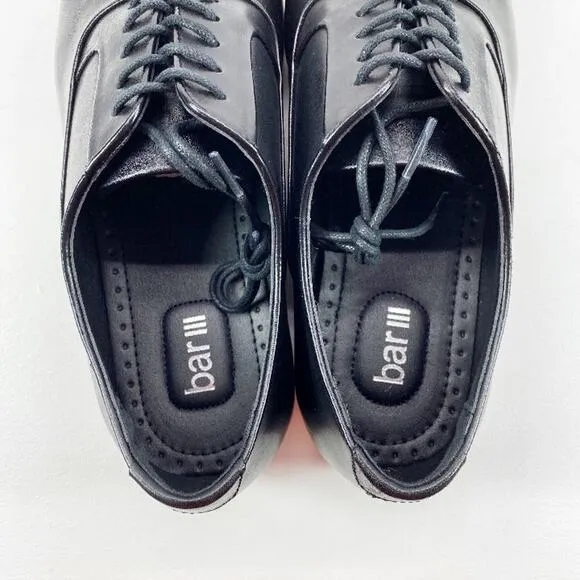 Bar III Warner Black Leather Upper Plain Toe Oxford Casual Dress Shoes Mens 8.5M