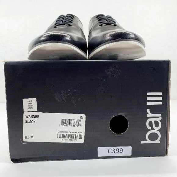 Bar III Warner Black Leather Upper Plain Toe Oxford Casual Dress Shoes Mens 8.5M