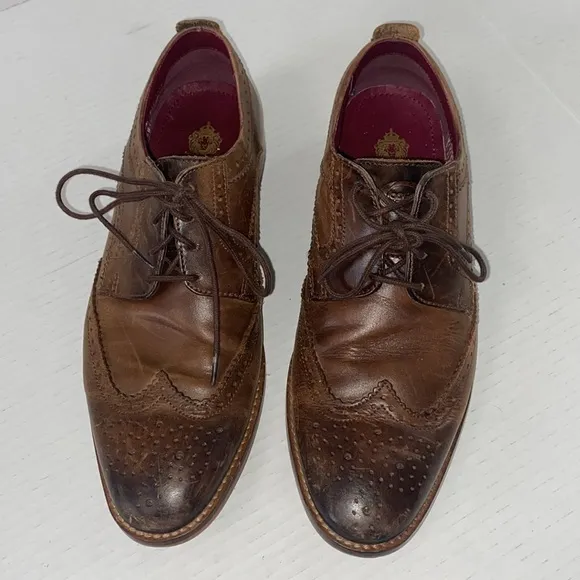 Base London Leather Oxfords Brown Size EU 42 US Size 9 Motif Dress Shoes