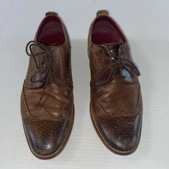 Base London Leather Oxfords Brown Size EU 42 US Size 9 Motif Dress Shoes