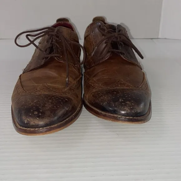Base London Leather Oxfords Brown Size EU 42 US Size 9 Motif Dress Shoes