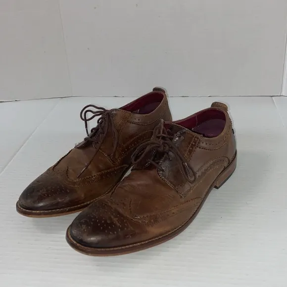 Base London Leather Oxfords Brown Size EU 42 US Size 9 Motif Dress Shoes
