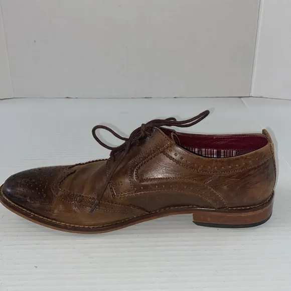 Base London Leather Oxfords Brown Size EU 42 US Size 9 Motif Dress Shoes