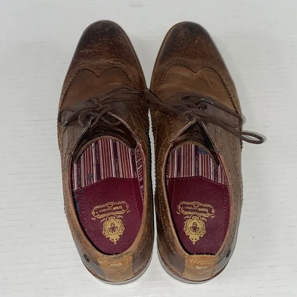 Base London Leather Oxfords Brown Size EU 42 US Size 9 Motif Dress Shoes