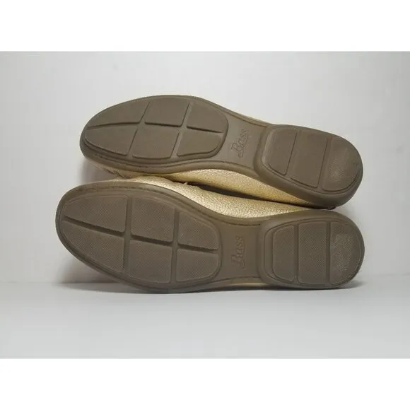 Bass Betsy loafers gold size 7.5 M buckle accent