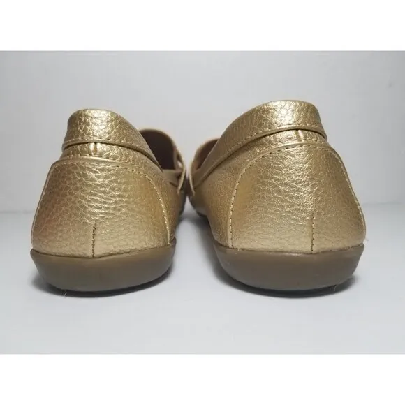 Bass Betsy loafers gold size 7.5 M buckle accent