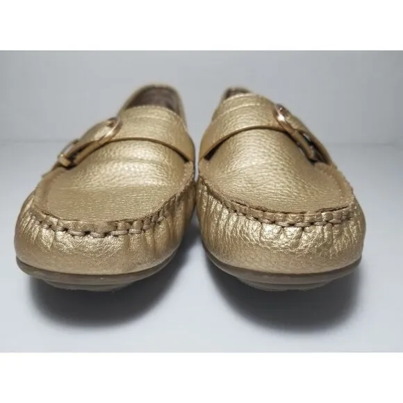 Bass Betsy loafers gold size 7.5 M buckle accent