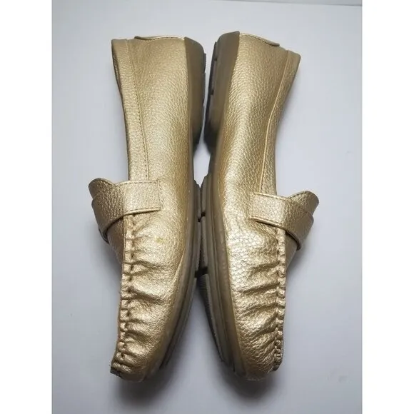 Bass Betsy loafers gold size 7.5 M buckle accent